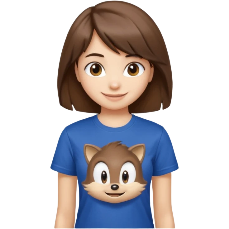 make a cute girl with medium hair and side bangs and sonic clothes  emoji