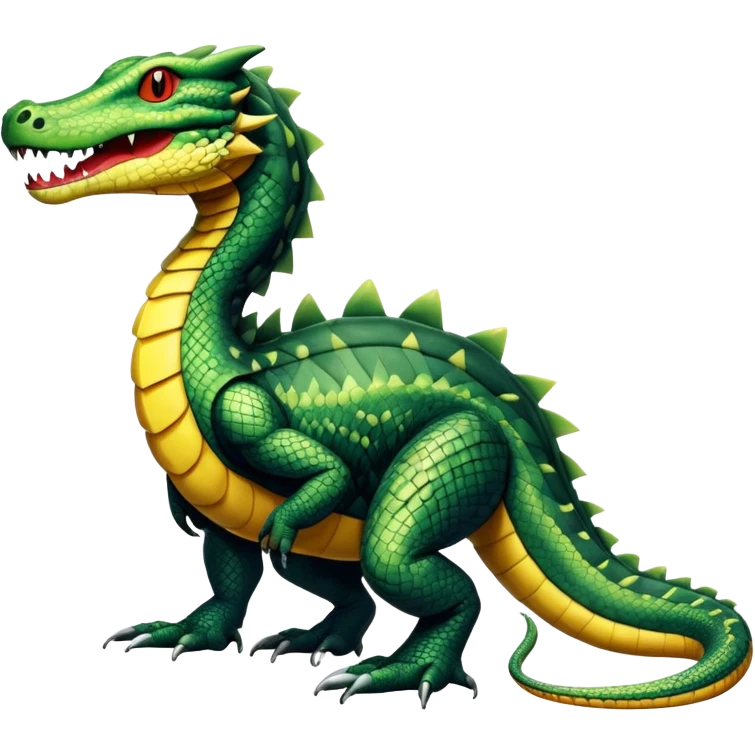 Alligator-Dragon-Tiger-Salandit-Snake-Fakémon-hybrid-creature with a long muzzle, full body emoji