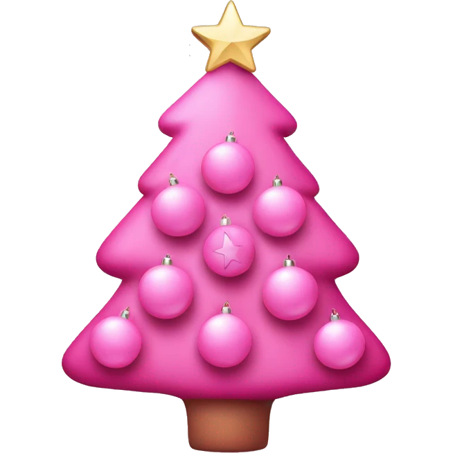 christmas tree with all pink ornaments and a star on top emoji