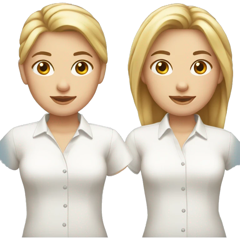 two caucasian girls wearing white shirts emoji