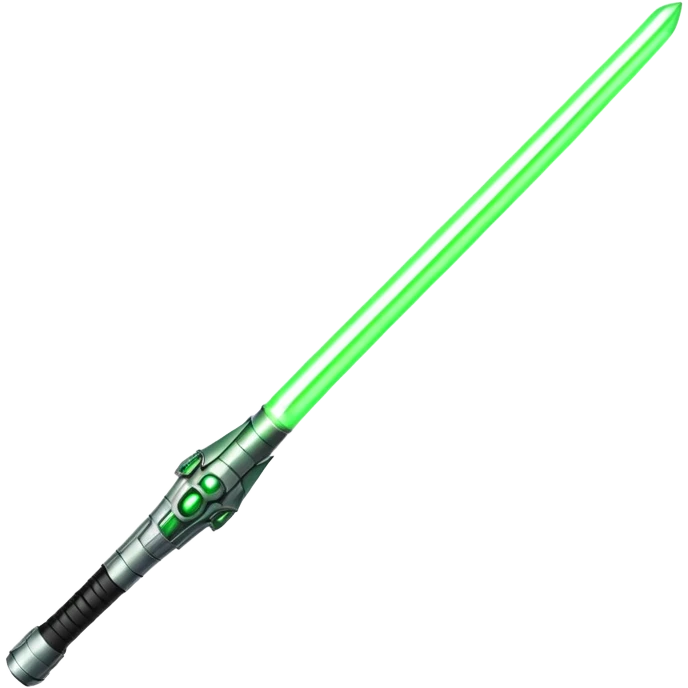 lightsaber with glowing green blade and simple hilt emoji