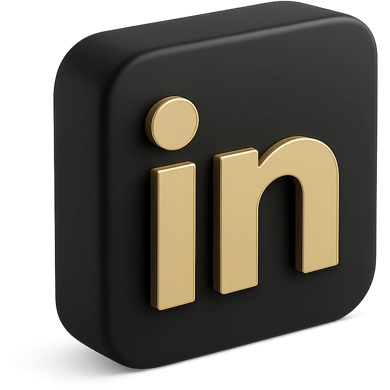LinkedIn logo in 3D black style emoji