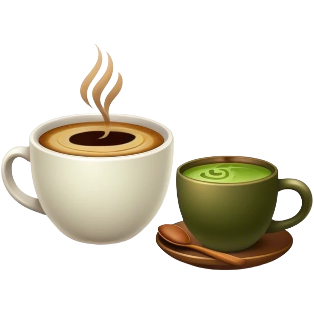 A cup of Coffee and a cup matcha emoji