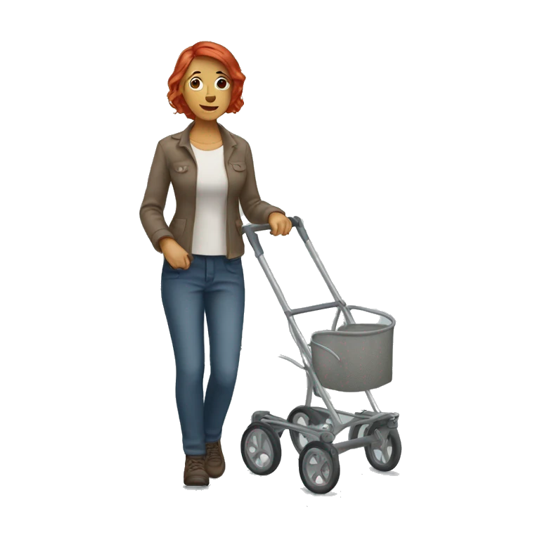 Red haired woman with walker emoji