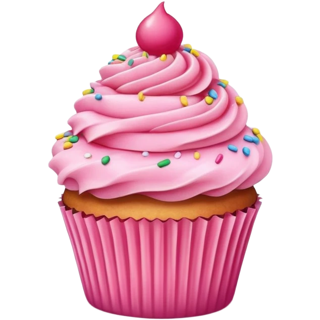 cupcake with pink frosting on top, sprinkles emoji