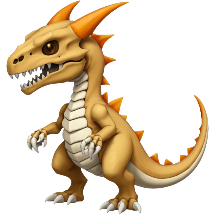 Skeletal white-Skull-mask-faced Cuzard-Cubone-Marowak-Charizard-Fakémon-Pokémon-Fusion, full body emoji