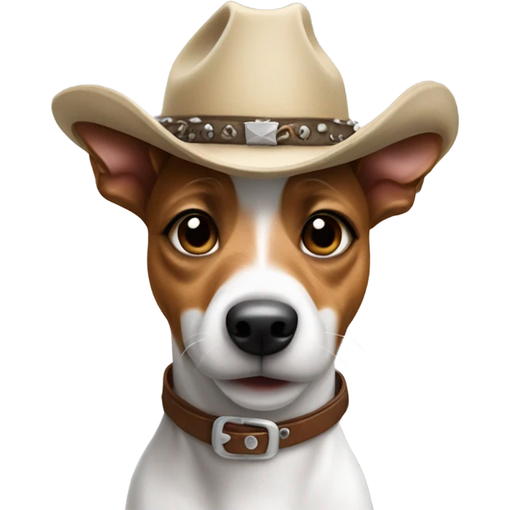 Jack Russel wearing a cow boy hat emoji