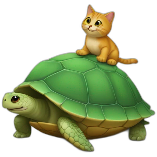 Un chat sur une tortue emoji