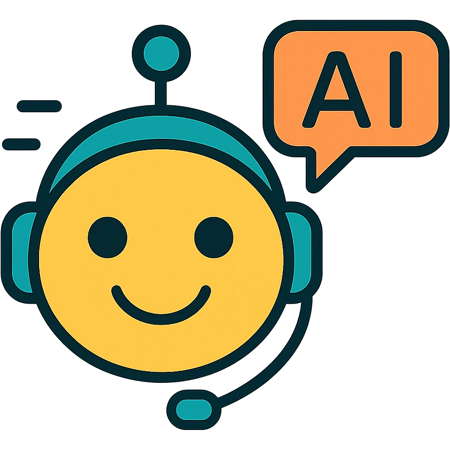 smiling AI chatbot emoji, speech bubble, text style, minimal lines emoji