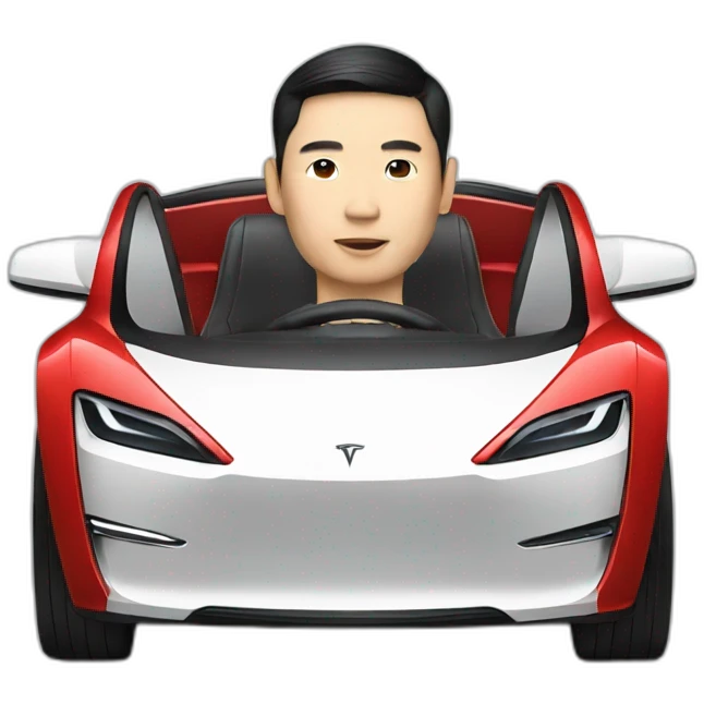 chinese man driving a tesla emoji