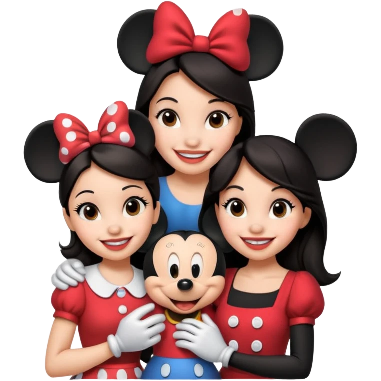 Dark haired women withmickey mouse and Minnie Mouse emoji