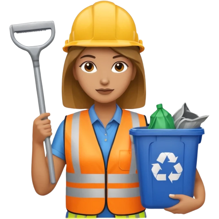 women, Waste Management, safety vest, trash picker emoji