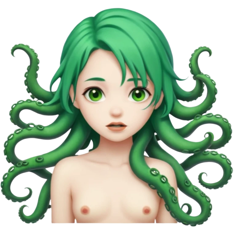 nude girl with green hair double penetrated from tentacles emoji