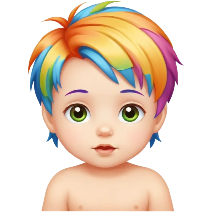 cute baby with colorful hair emoji