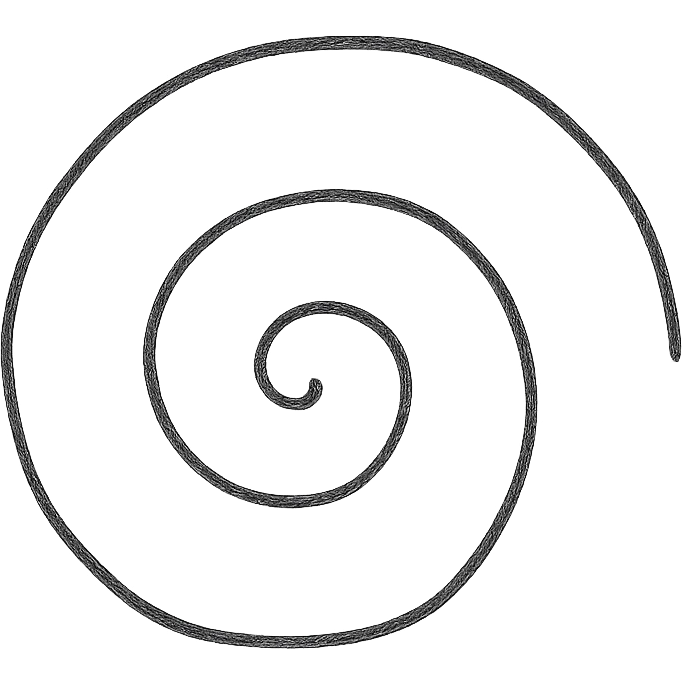 Wicken spiral, sketchy, organic, black white grey colors, hand drawn style emoji