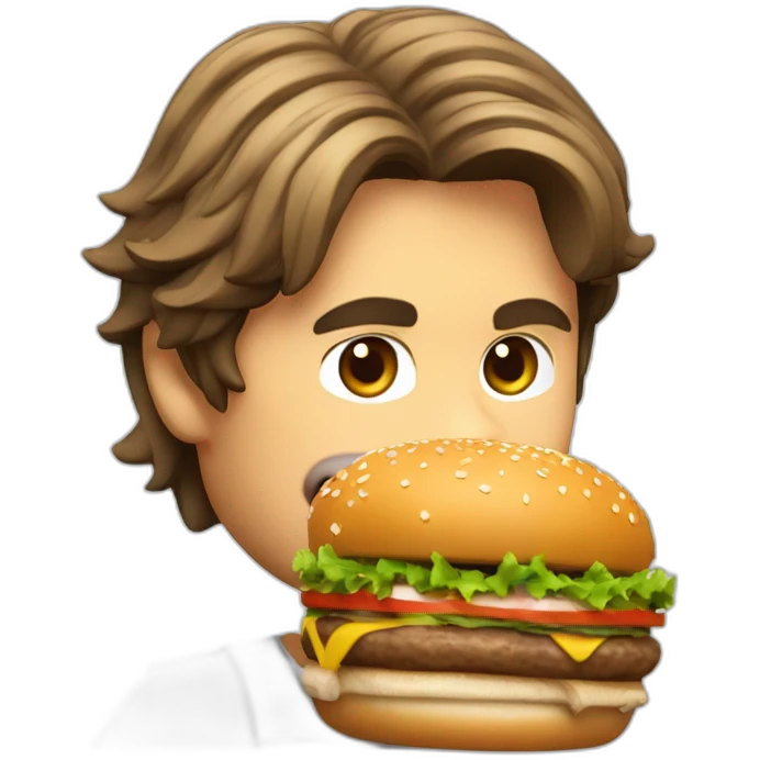 Roger Federer eat hamburguer emoji