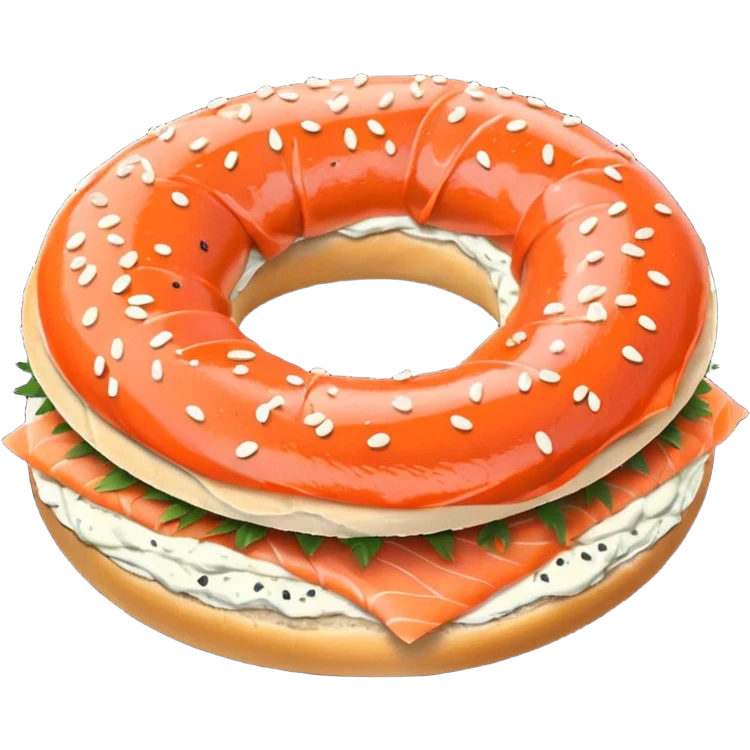 poppy bagel with salmon lox and cream cheese emoji