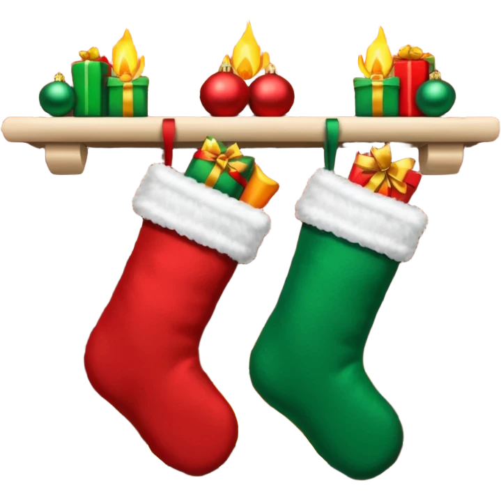 Christmas stockings on fireplace emoji
