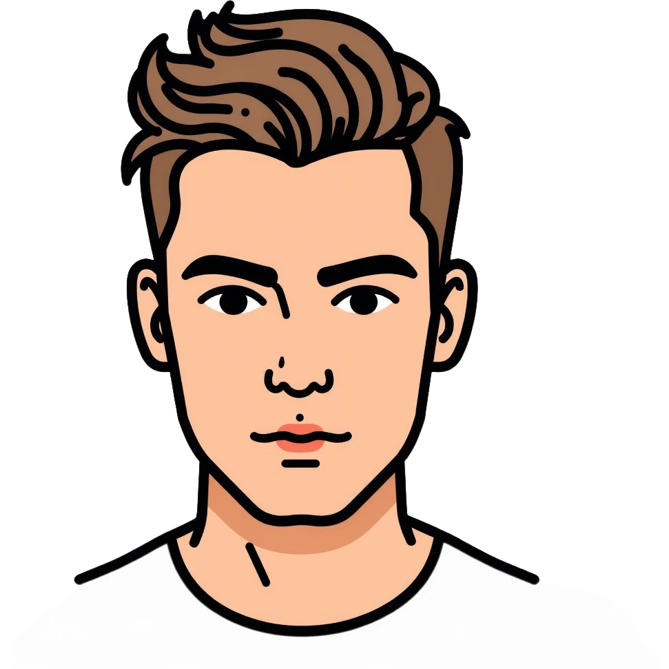 young man face, modern haircut emoji