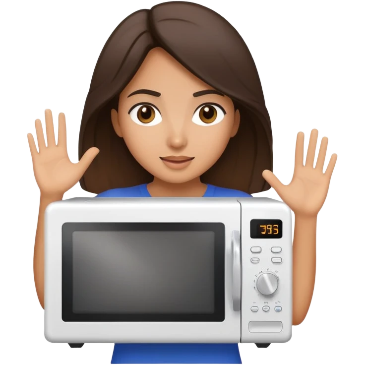 Latina girl throwing a microwave emoji