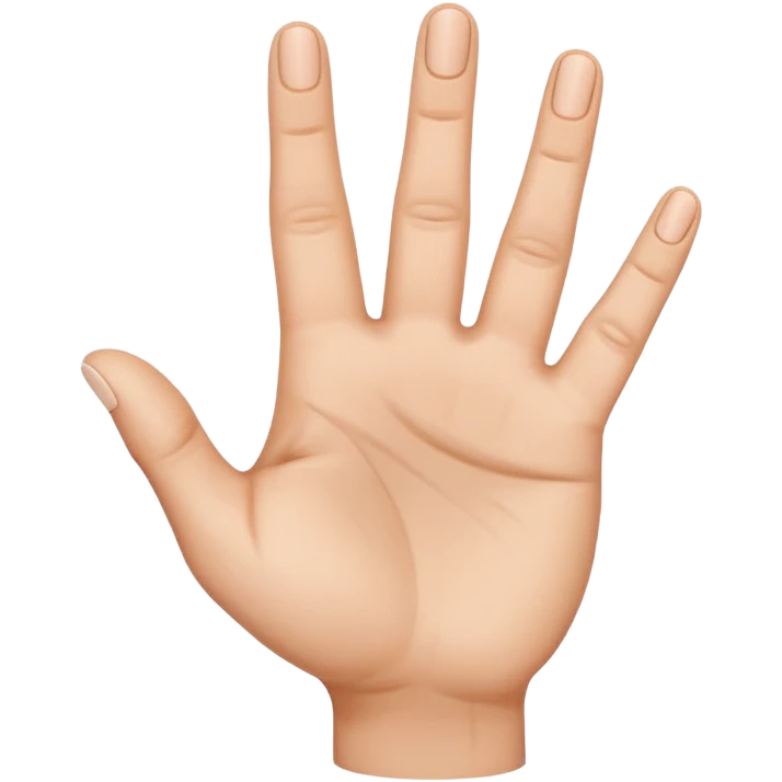 The hand by the palm, the middle finger bent inward, the other fingers are upright and the hand slightly tilted emoji