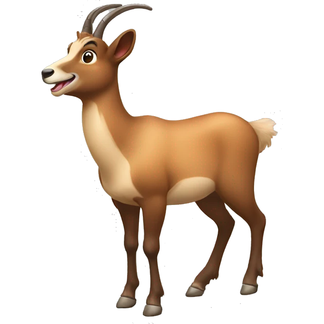 happy smiling brown chamois pointing to the left side with his hoof emoji