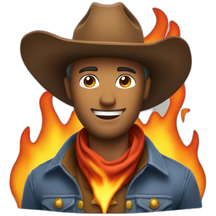 cowboy wearing flaming hat emoji