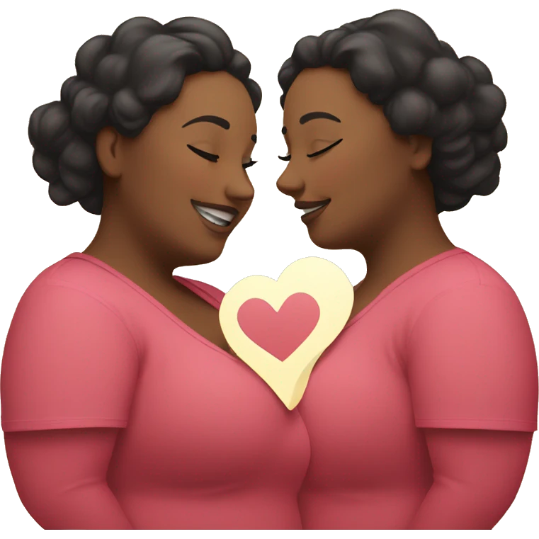 two plus size women, hearts around them emoji
