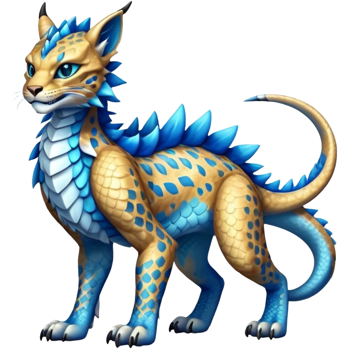Shiny exotic Dragon-type Fakémon-Lynx-Bobcat-creature full body emoji