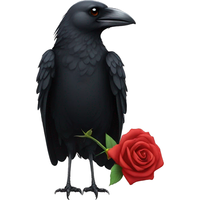 Crow holding a rose emoji