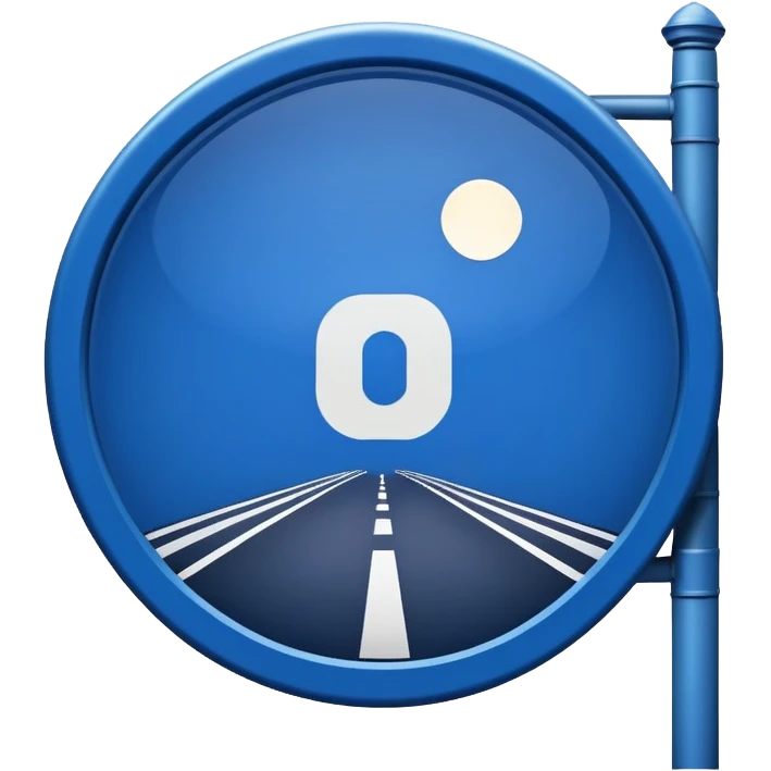 night street with blue round sign emoji