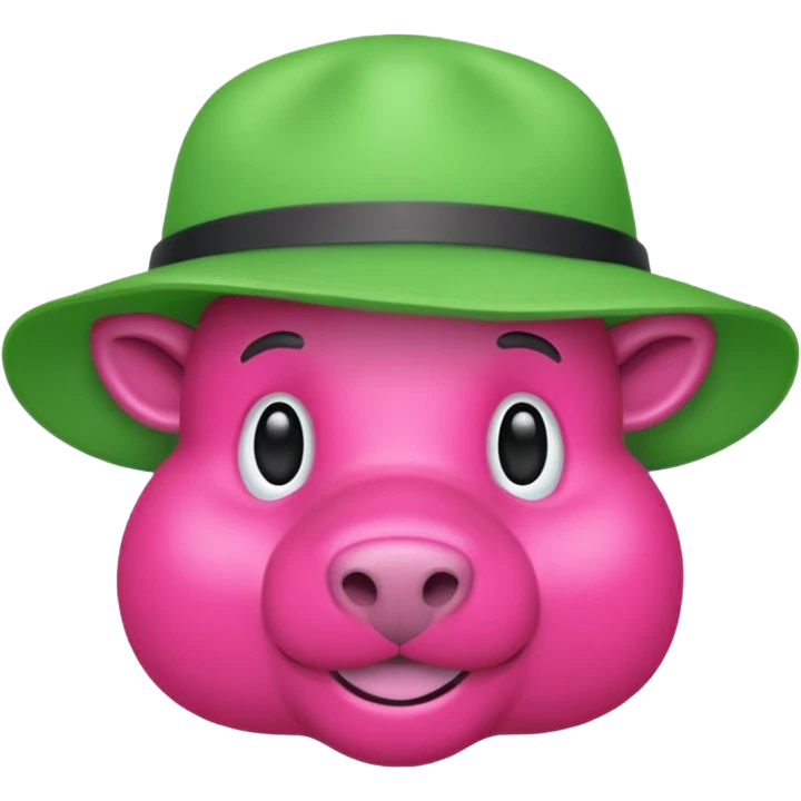 Un maiale verde fluo con un cappello da muratore emoji