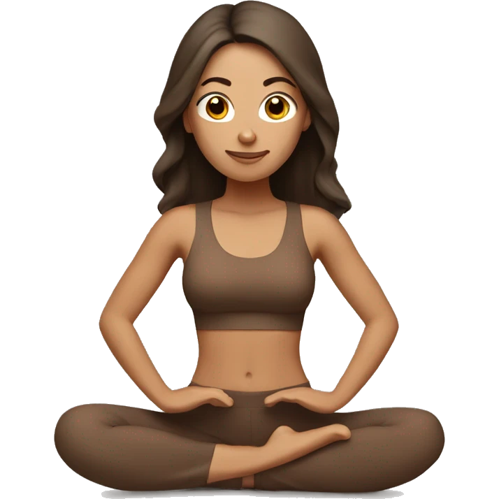 brunette yoga girl brown clothes emoji