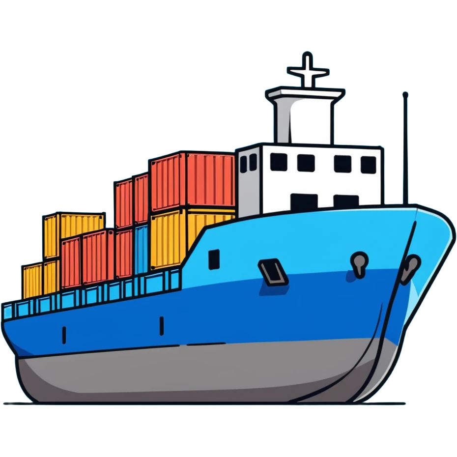 Cargo container ship in ocean emoji