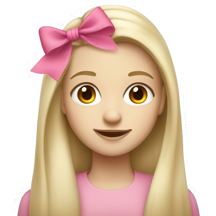 pale blonde girl with long straight hair with a pink bow in her hair emoji
