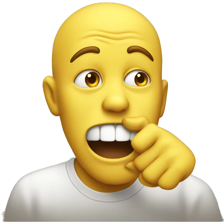 a yellow face biting their finger with a smirk emoji