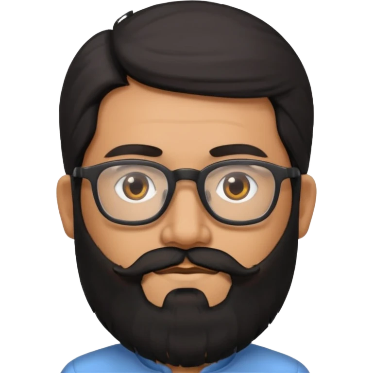 Indian software developer with beards and specs, with few white hairs in mostly black beard and hair emoji