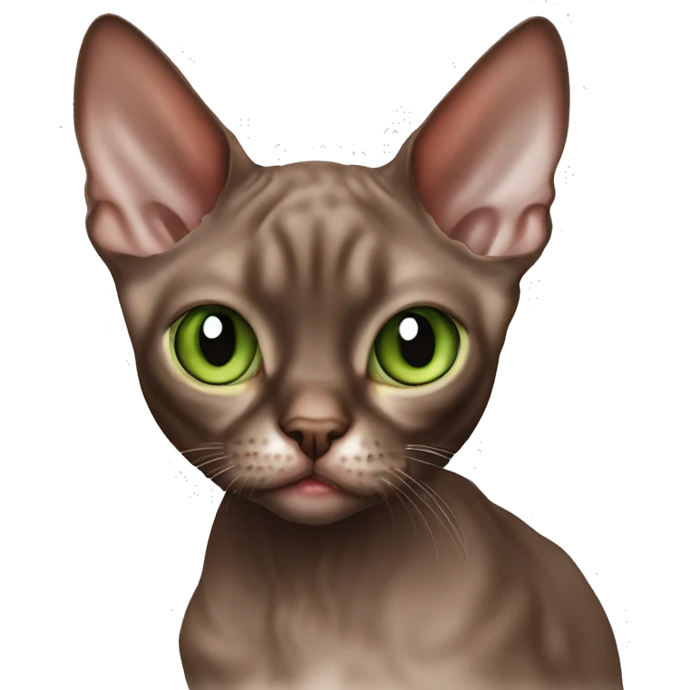 Chocolate Devon Rex with green eyes  emoji