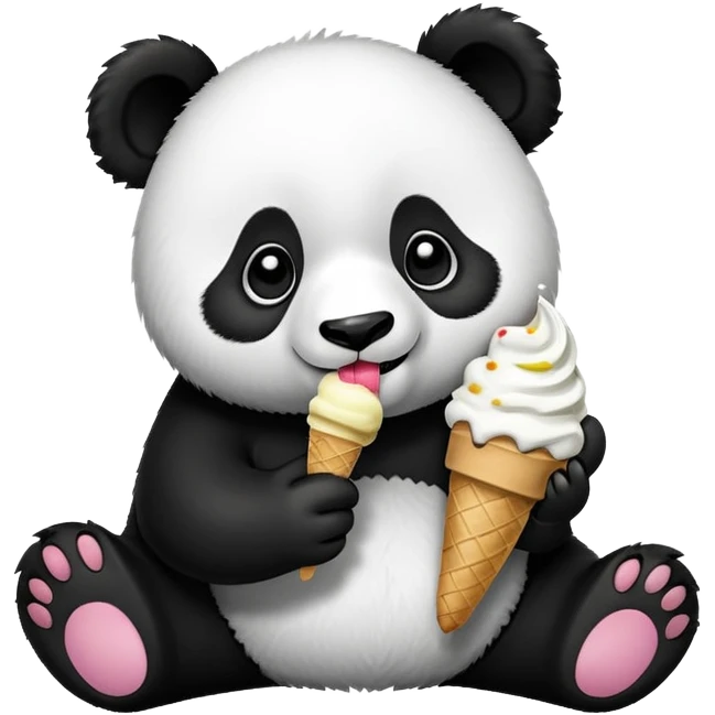 Panda eating ice cream emoji