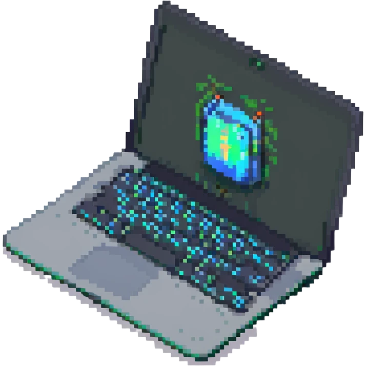  Glowing pixel laptop with code on the screen emoji