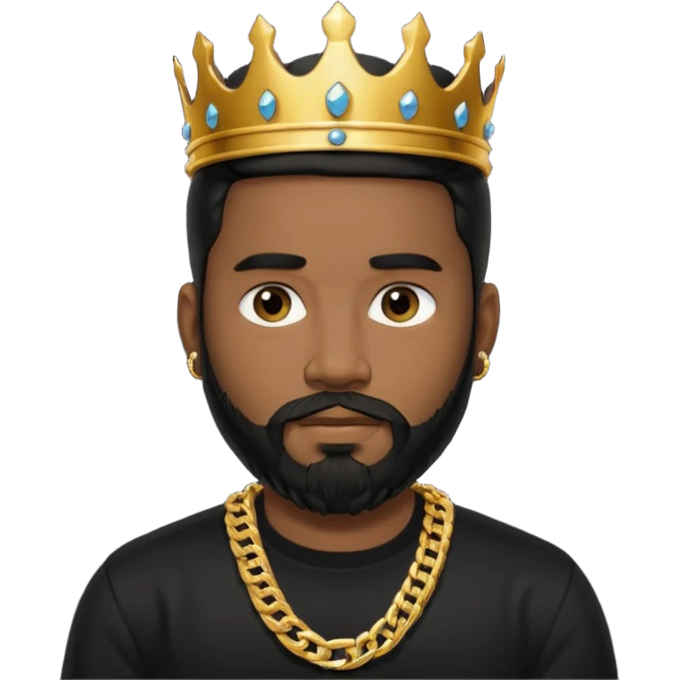 charly flow cabello negro camisa negra barba candena de oro rey  emoji
