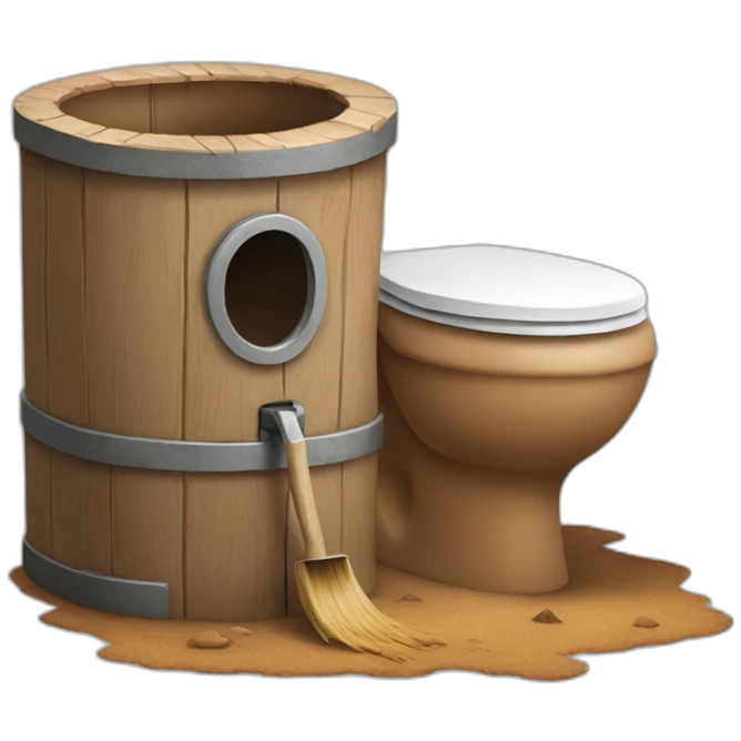 Pair of shorts digging a hole with a wooden toilet emoji