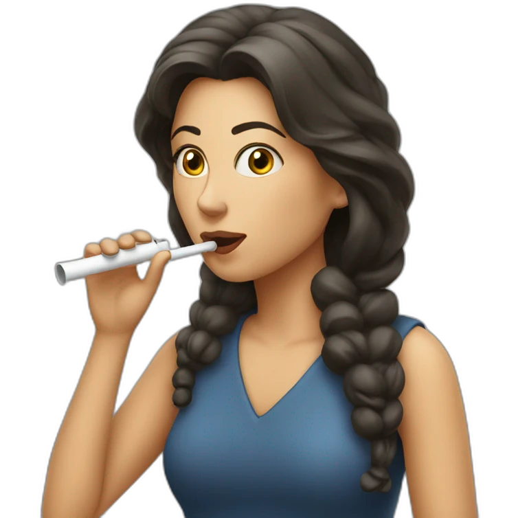 A beautiful woman blowing a whistle emoji
