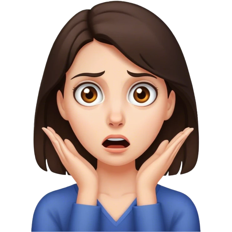 Brunette Woman who is scared of men emoji