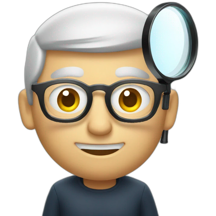 Tim Cook with magnifying glass emoji