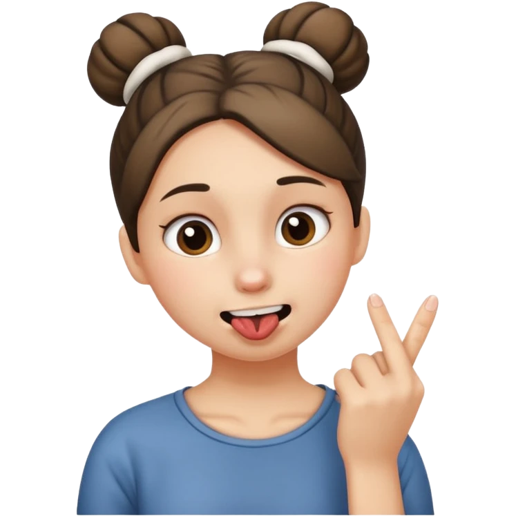 Una persona con moño , mordiéndose el dedo  emoji