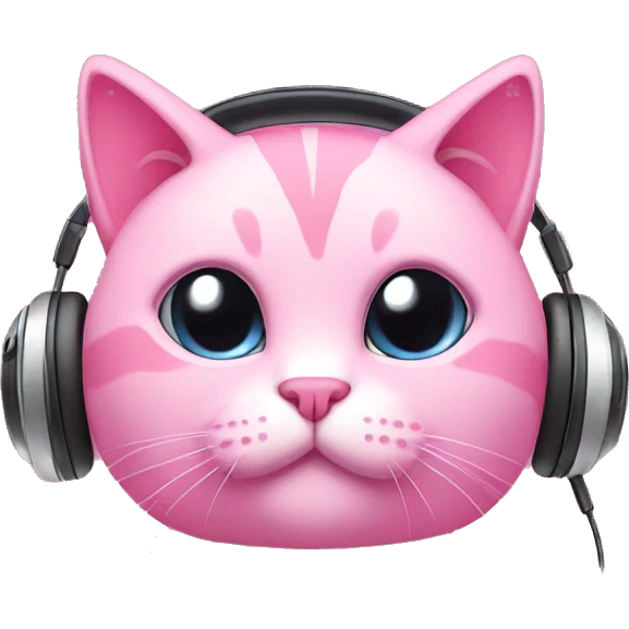 Pink cat gamer headphones  emoji