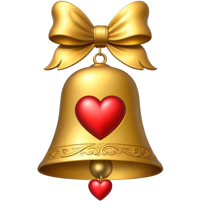 heart on gold Christmas bell emoji