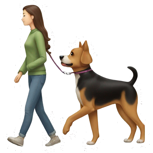 a dog walking a human emoji