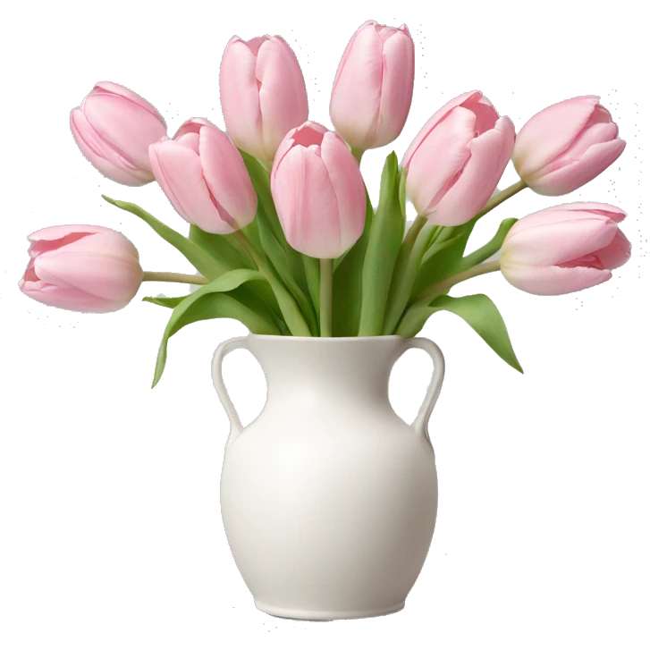 Light pink tulips in white vase emoji